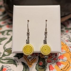 Yellow and Silver Dangle Earrings